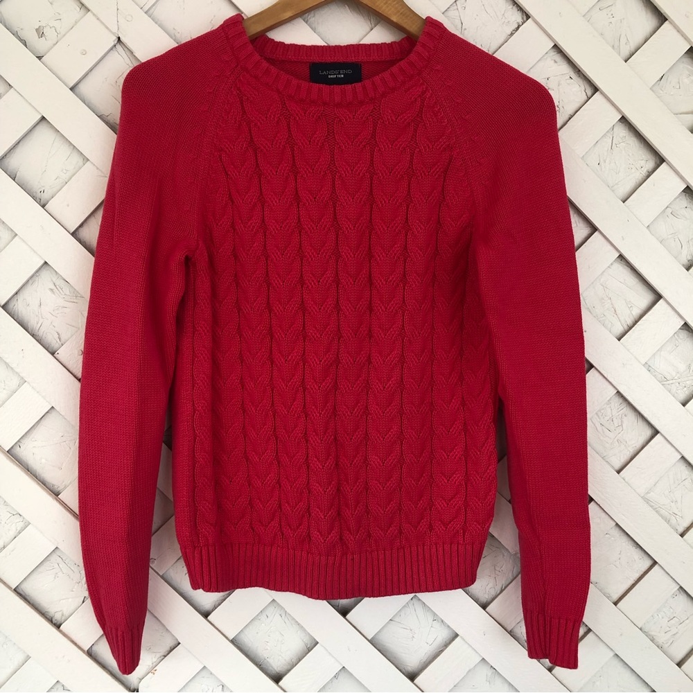 Land's End Drifter Chunky Cable Knit Pullover Sweater Preppy Fisherman S/P 6-8
